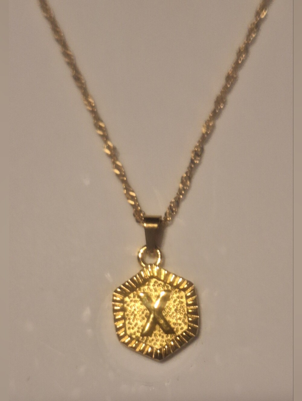 Oak & Ivy Boutique Stainless Gold Tone "X" Initial Adjustable Necklace NWOT